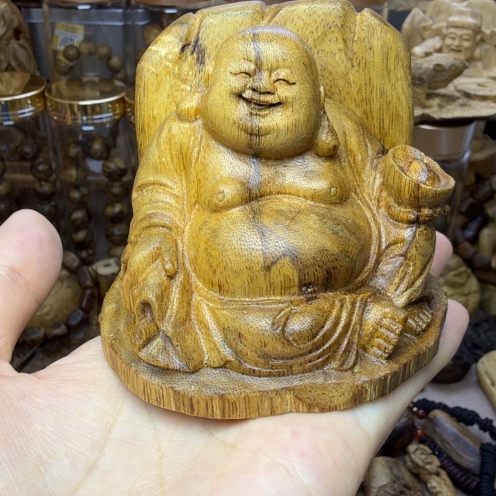 沉香碎屑沉香惠安树心沉香弥勒佛摆件72克