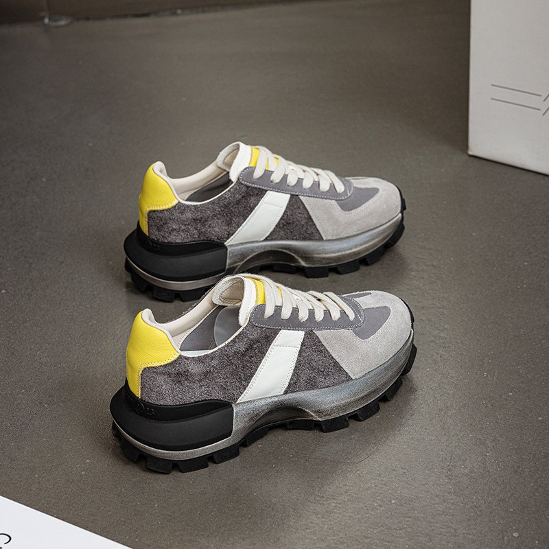 2025新款德训鞋女真皮舒适黑色灰色百搭个性ins风百搭小众鞋子