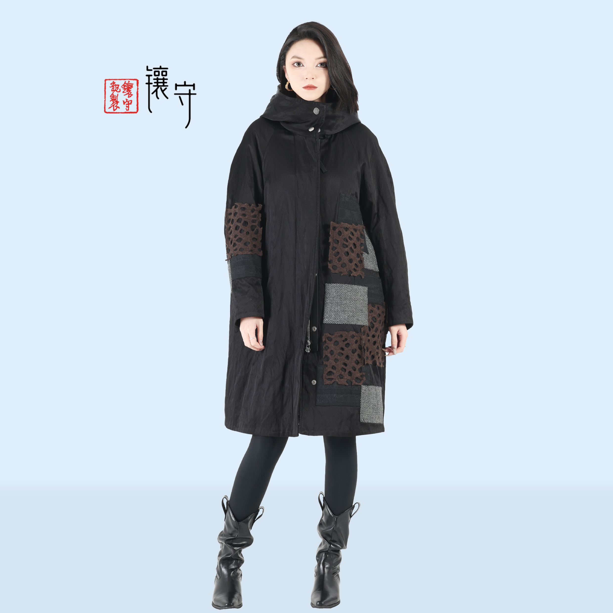 【镶守·锦舟】冬季时尚轻奢优雅设计师款中长款白鹅绒服外套HY25615
