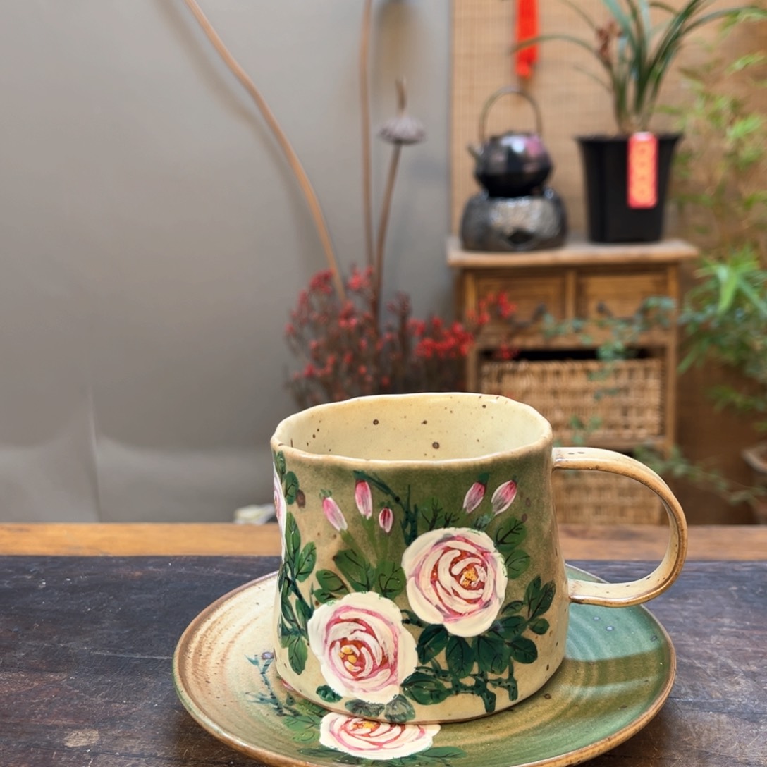 杯景德镇柴烧手绘杯