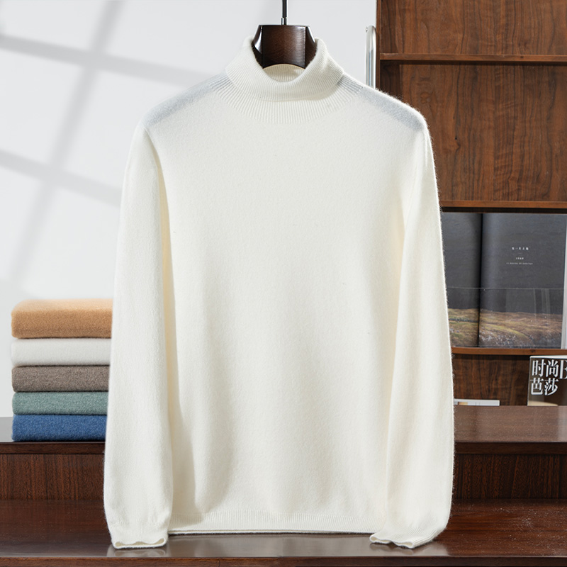 【轻奢臻品】新品羊绒一线成衣高翻领套头保暖男士简约针织羊绒衫