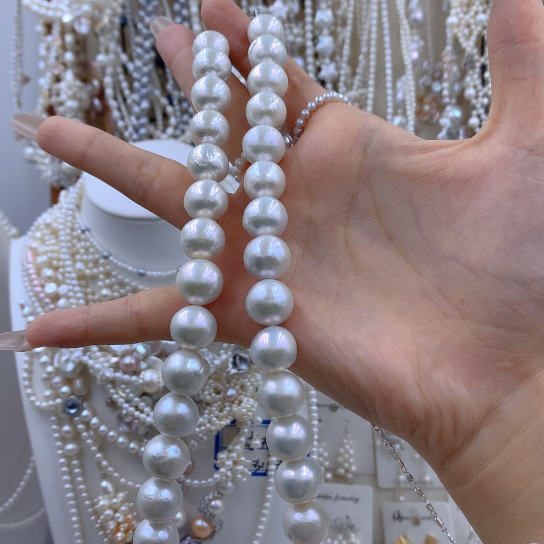 而***我淡水珍珠银S925镶嵌项链耳饰