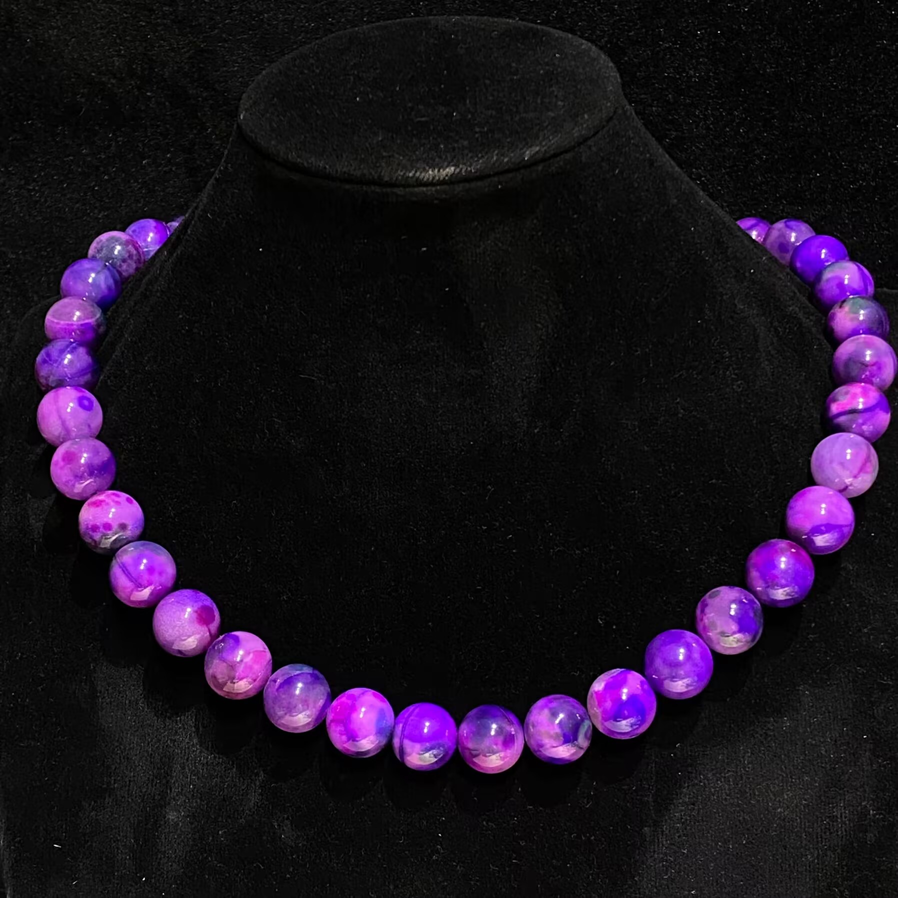 非金属珐琅项链 K5955  精品时尚精选紫色圆珠项链