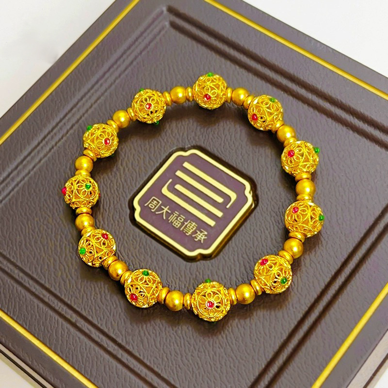 铜合金手链 传承国风花丝鎏彩镂空手链设计宫廷时尚轻奢高档送礼