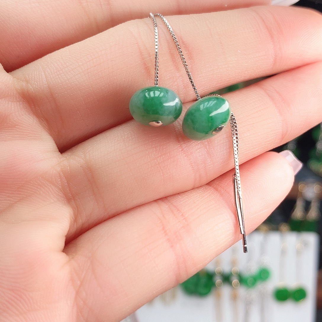 翡翠银S925镶嵌耳饰耳饰