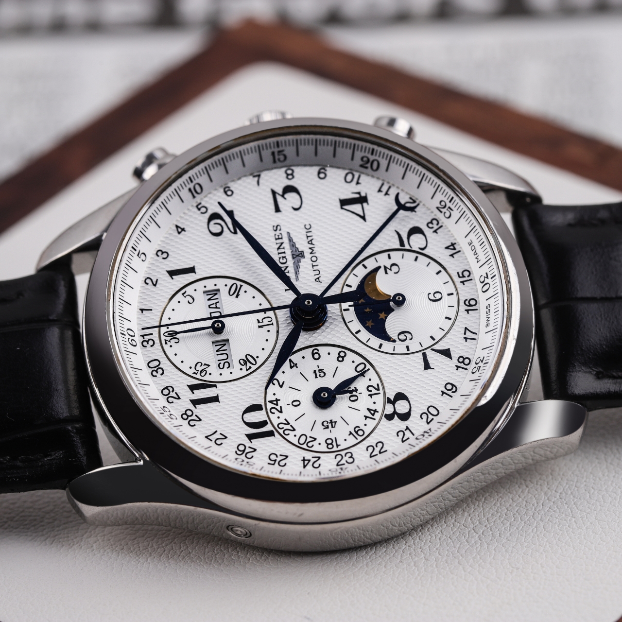 99新 Longines/浪琴 大牛/二手单表/八针月相/40表径/