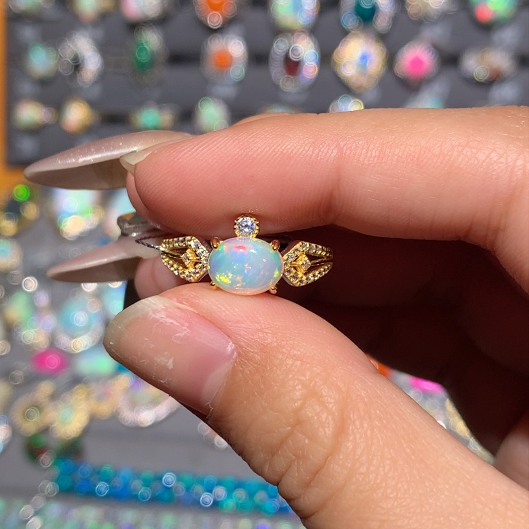 欧泊银S925镶嵌欧泊戒指y