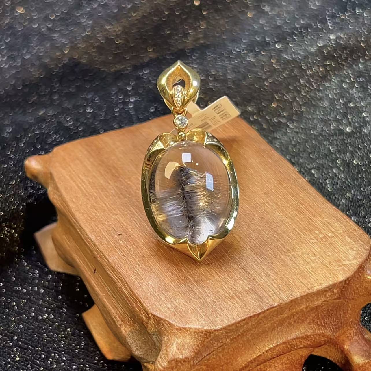 天然 18k黑银钛吊坠