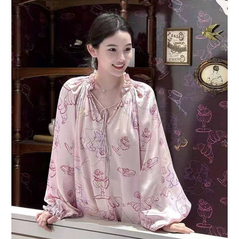 莫里伊【胭脂粉可露丽睡裙】小众潮牌设计睡衣家居服