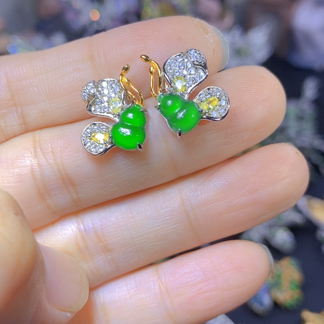 翡翠银S925镶嵌吊坠(不含链)天然