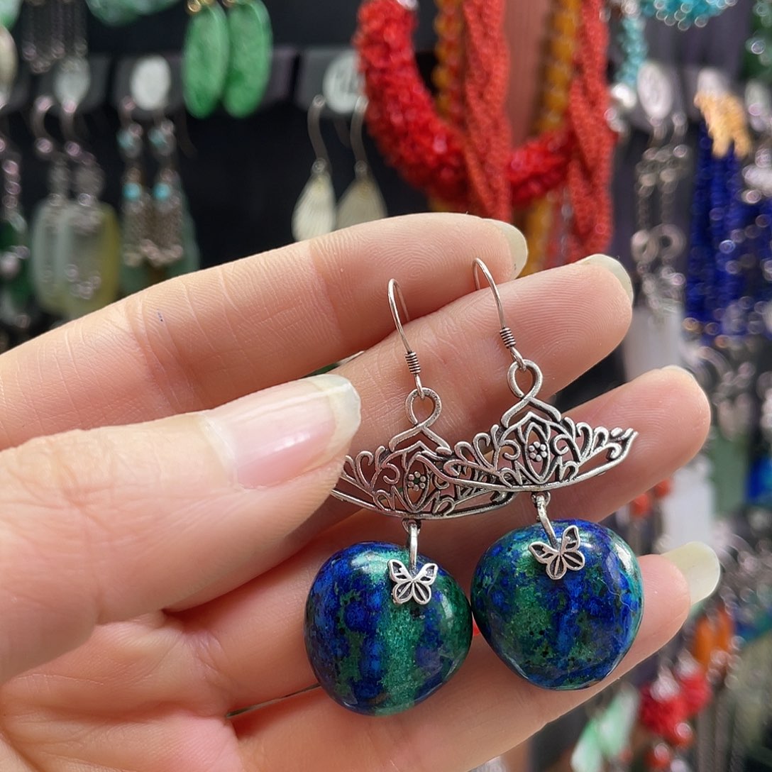 臻***喜翡翠银S925镶嵌耳饰151hhhhj