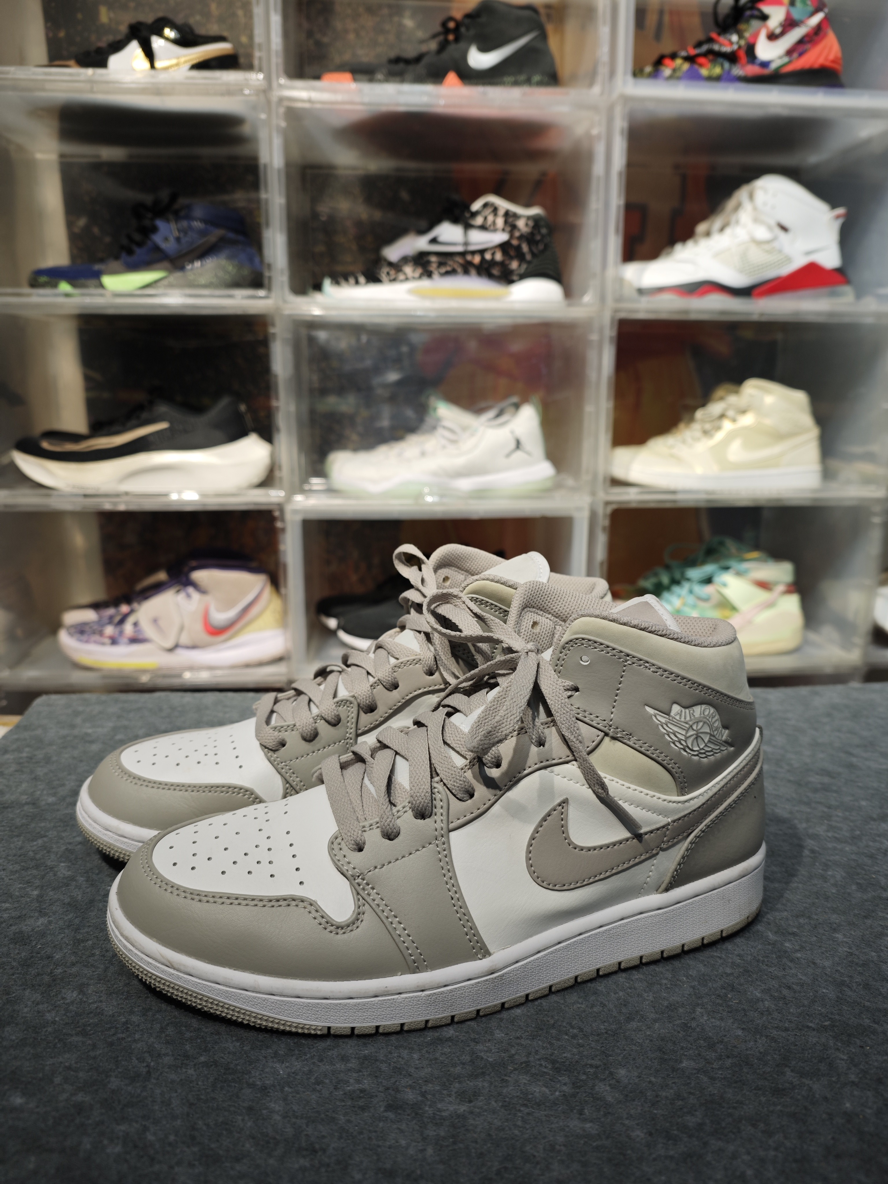 A43码Jordan Air Jordan 1 麻布 奶油 中帮 复古篮球鞋 浅骨色