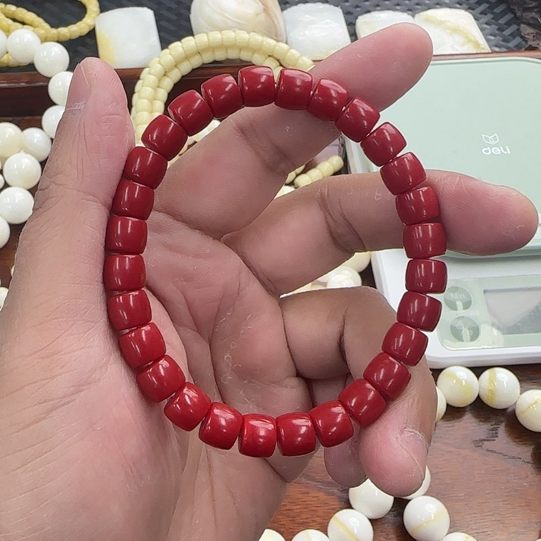 手串白玉菩提8直切红色3