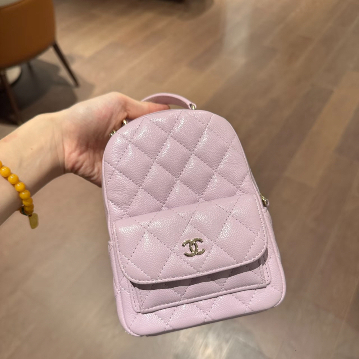 95新 Chanel/香奈儿 粉紫色双口袋mini小双肩 芯片 51316