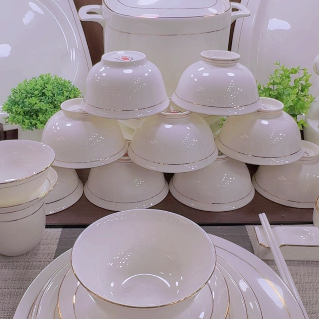 45%以上骨粉骨瓷景德镇描金清雅套装