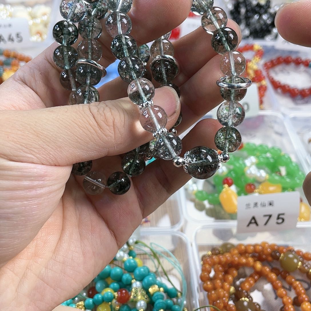 檀香木手串银S925镀金镶嵌