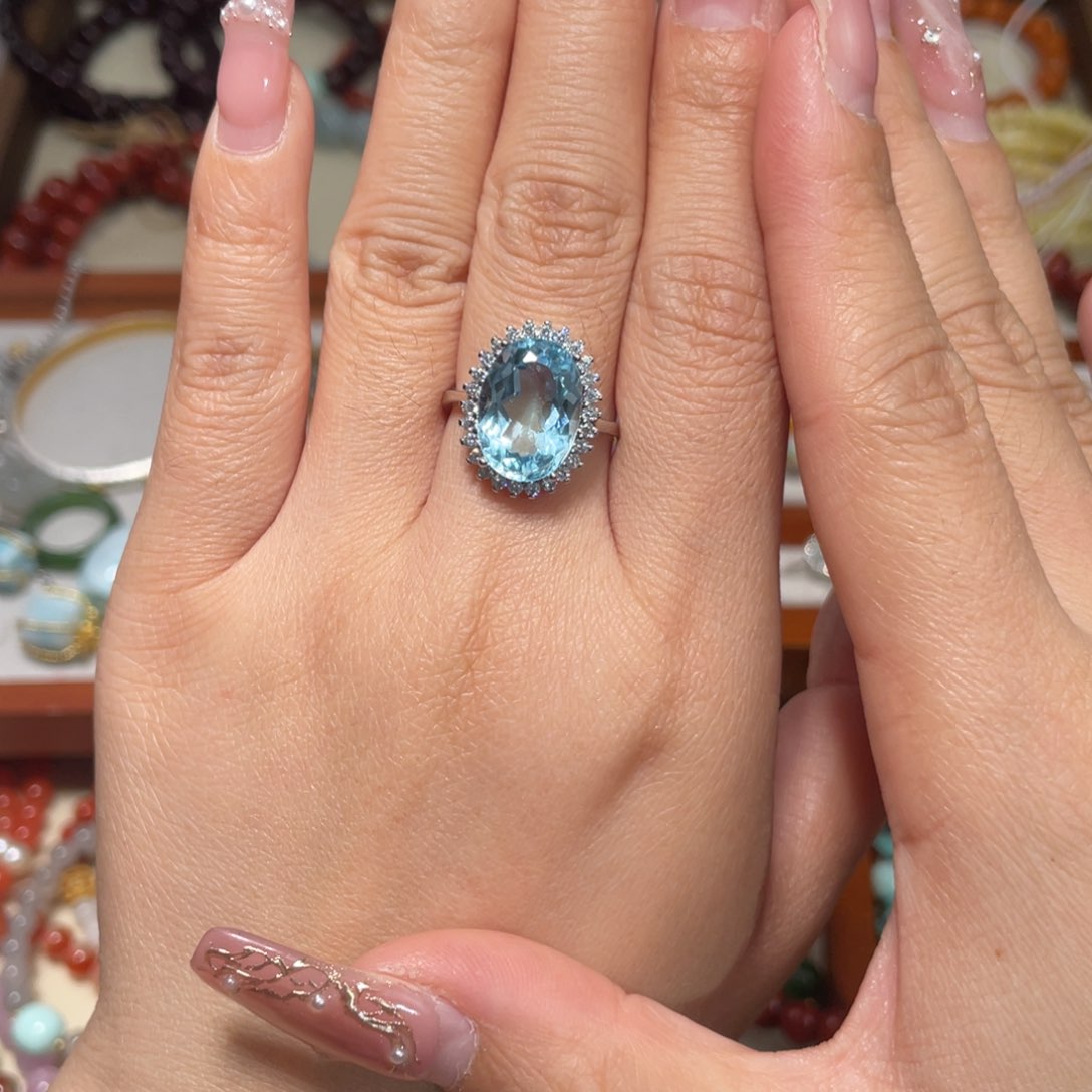 托帕石戒指银S925镶嵌