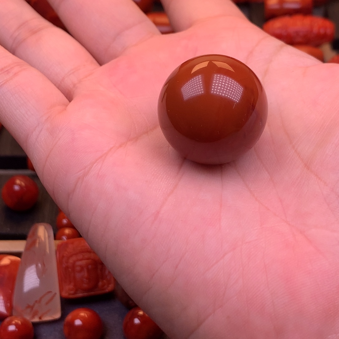 南红玛瑙未镶嵌川料原矿圆珠25.3mm
