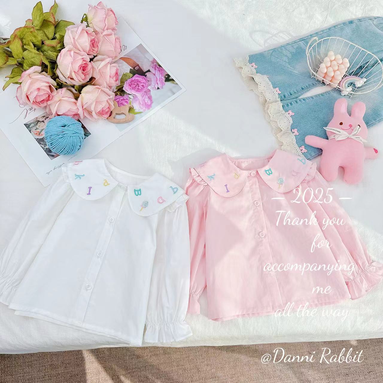 【Dannirabbit】*精致百搭又可爱*女童刺绣衬衫 D-W642