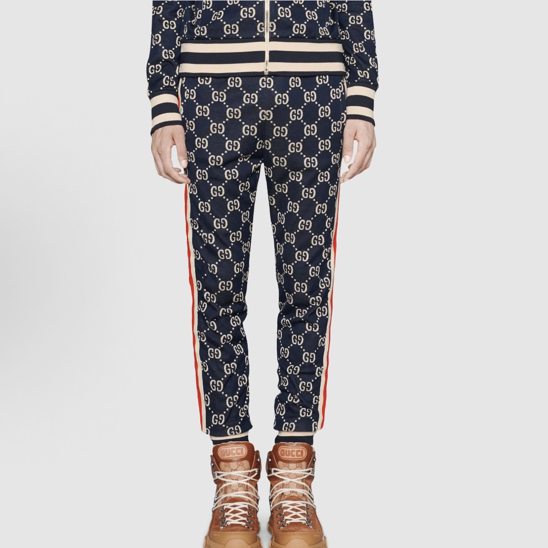 99新 GUCCI/古驰 6425/GUCCI 经典GG满印提花慢跑舒适针织运动裤