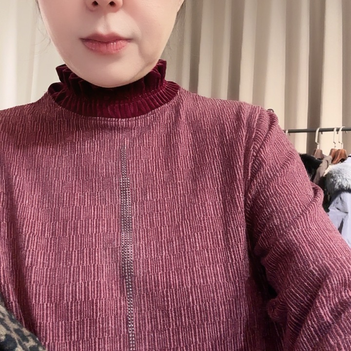 桦***莹韩国丝绒木耳领紫色7