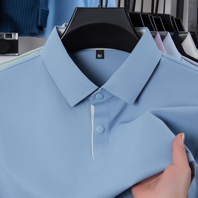 男士短袖2025夏季新款翻领轻奢纯色休闲polo衫商务休闲t恤薄上衣