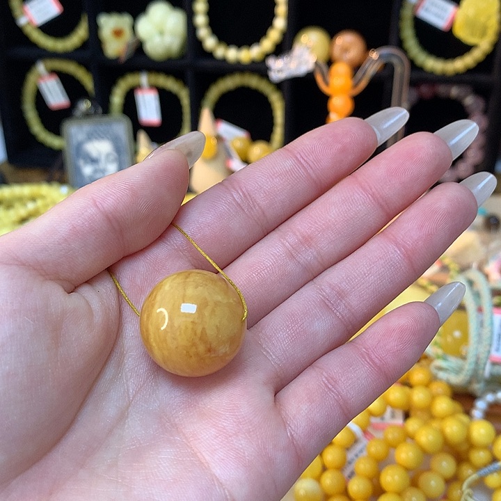 琥珀手链未镶嵌蜜蜡圆珠单珠