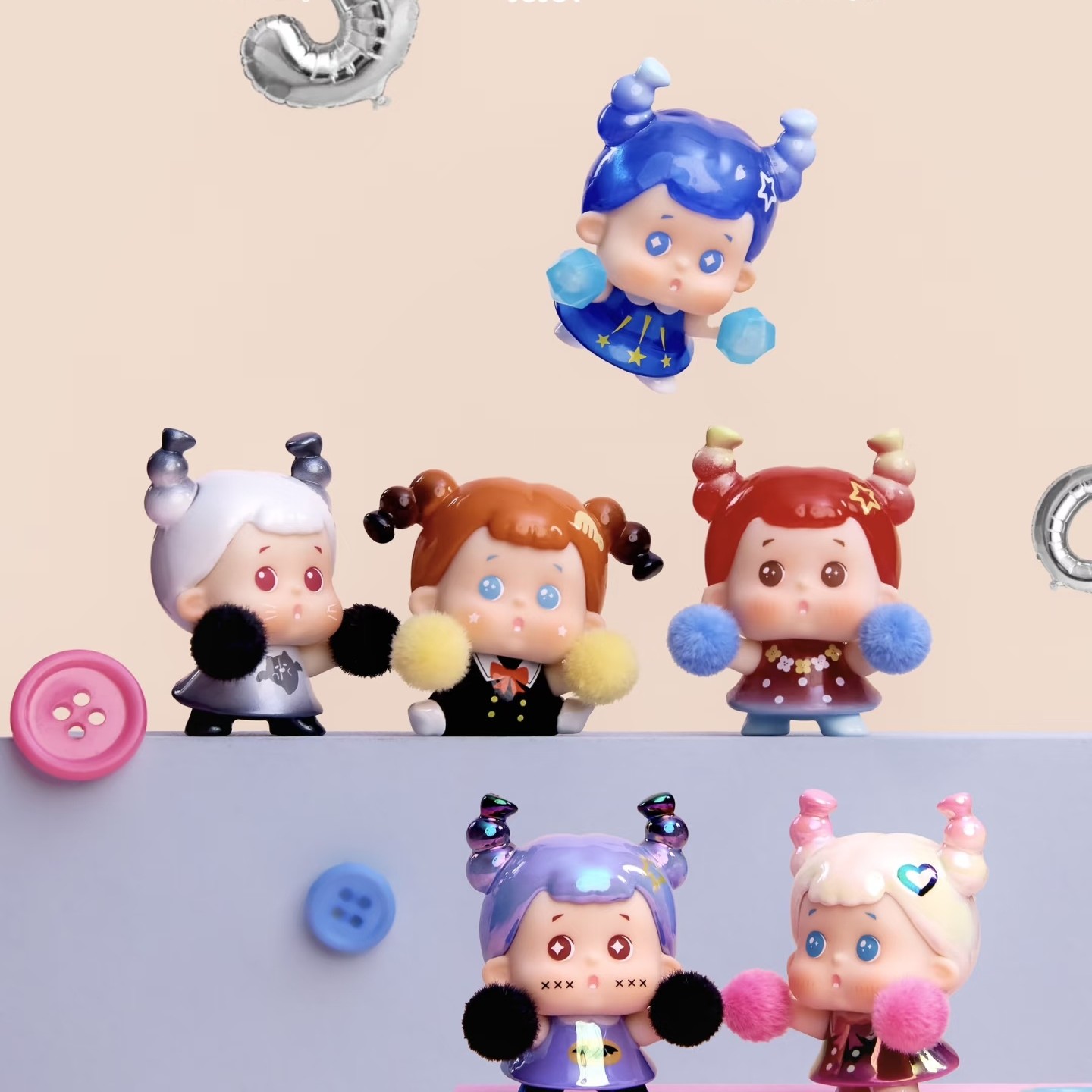 Jojoy啾啾咿拉拉队系列萌粒可爱翘翘辫女孩萌粒摆件