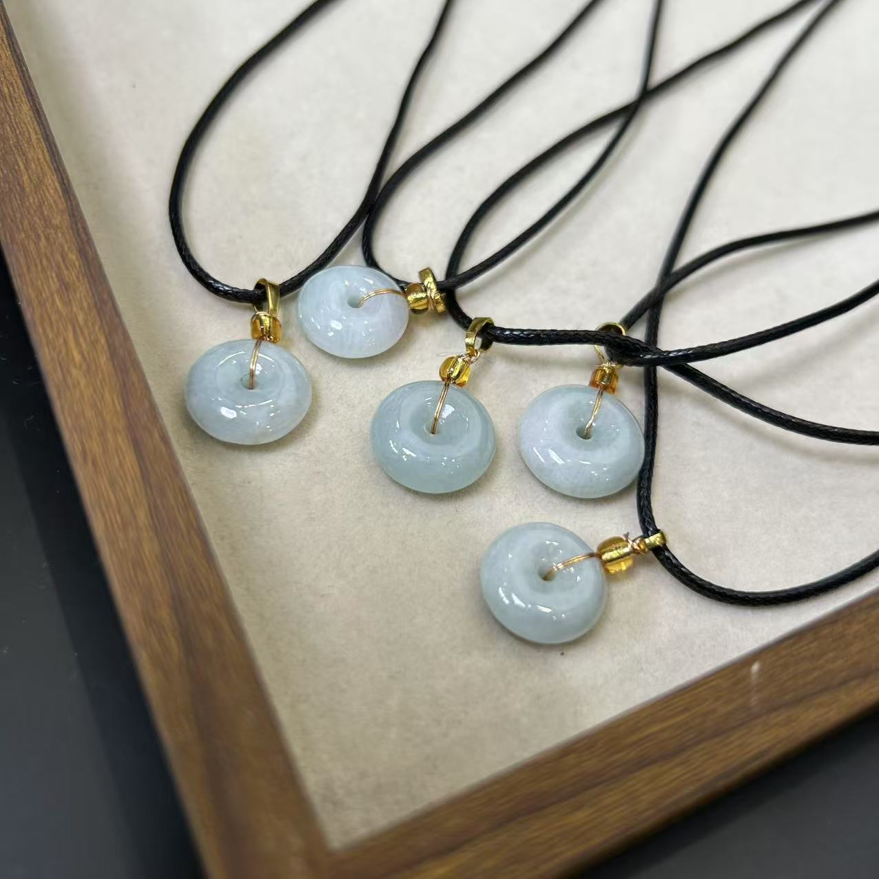 非金属仿水晶吊坠 复古高级感百搭小号平安扣吊坠项链H6929