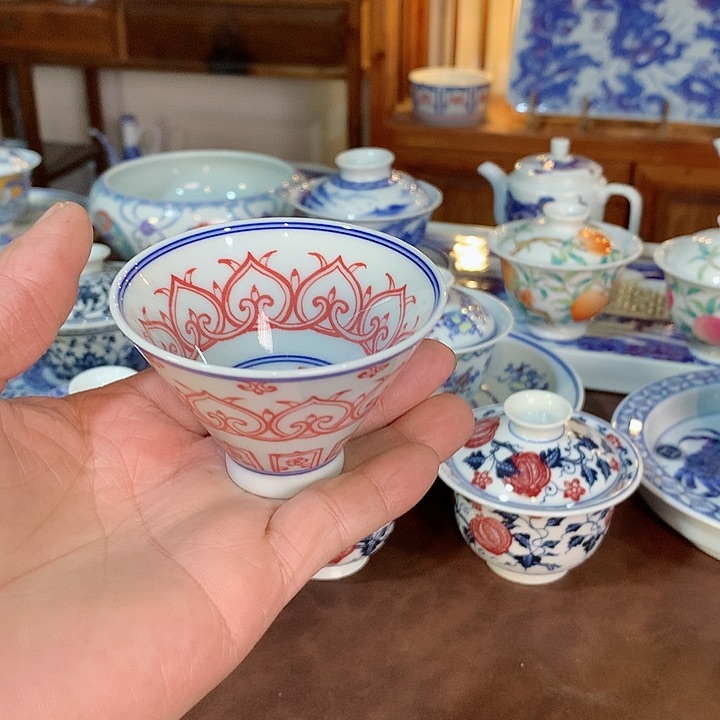 手工手绘宝像斗笠杯