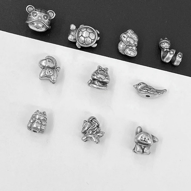 民族风山西老銀通孔小马小鸟小乌龟小蛇小老虎各种小动物个性百搭