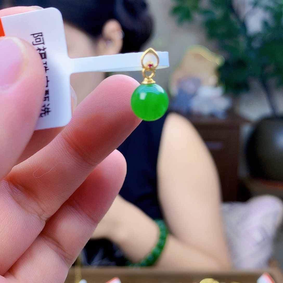 和田玉（碧玉）银S925镶嵌吊坠(不含链)吊坠