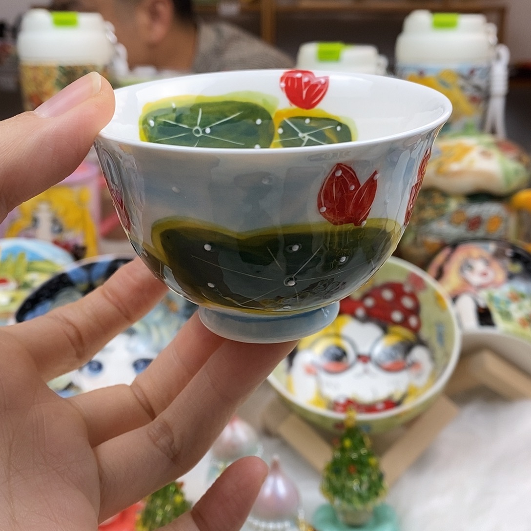 瓷片董董文创手绘陶瓷