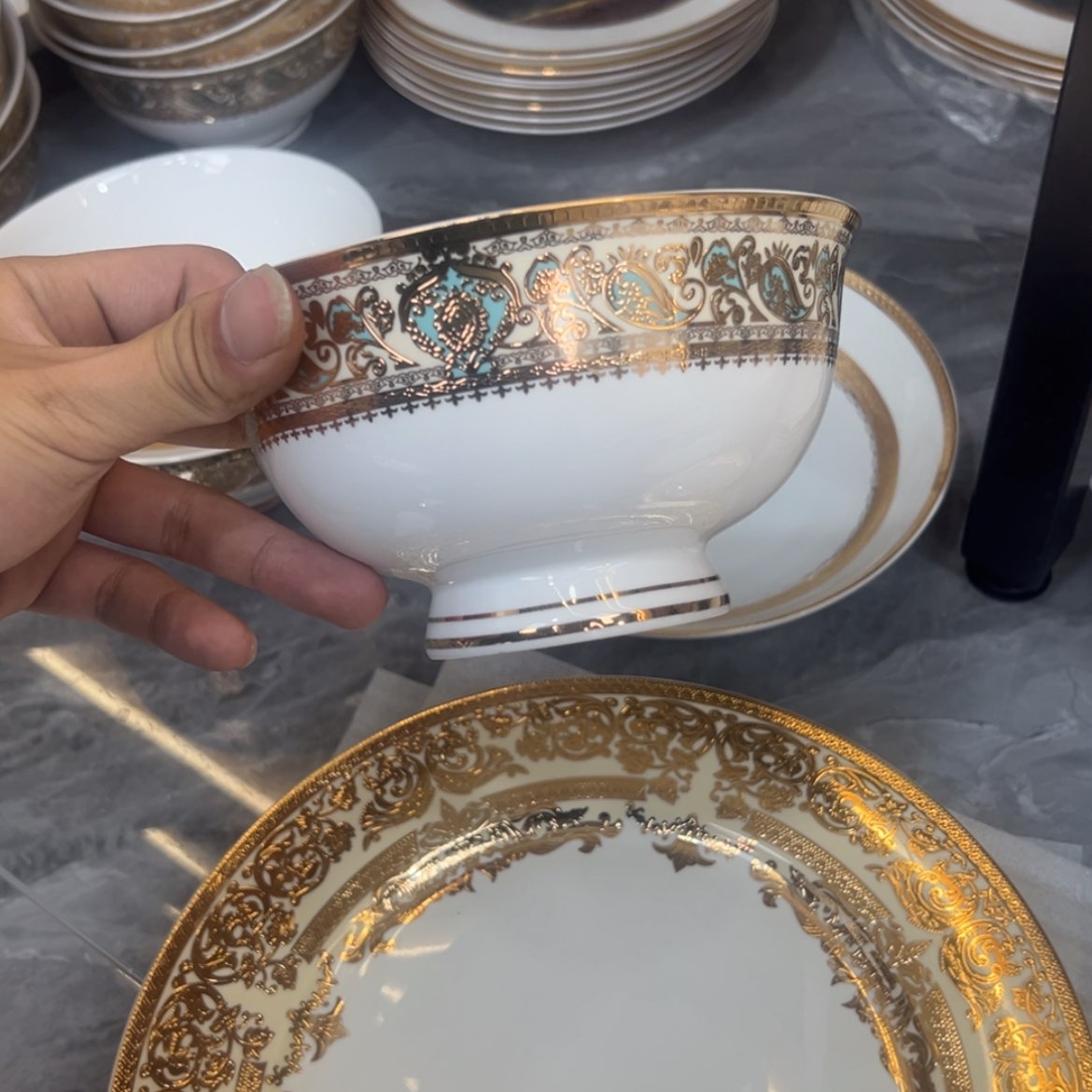 【闪购商品】瓷片6寸高脚碗两个一单微瑕