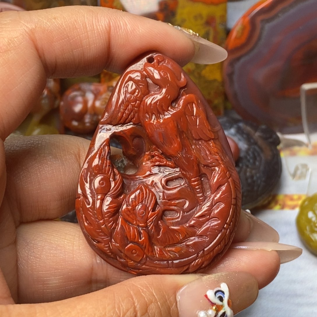 玛瑙/玉髓未镶嵌颈饰河****鸥战国红