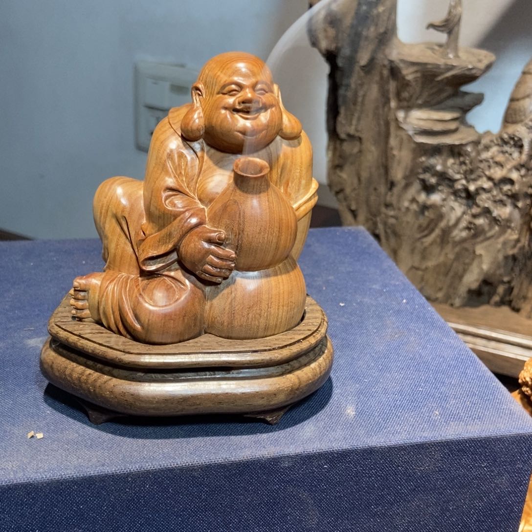 檀香木龟****也檀香木弥勒香炉摆件