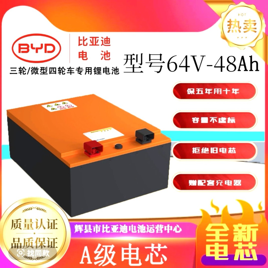 BYD比亚迪64V48Ah锂电池适配电动三/四轮车含充含表