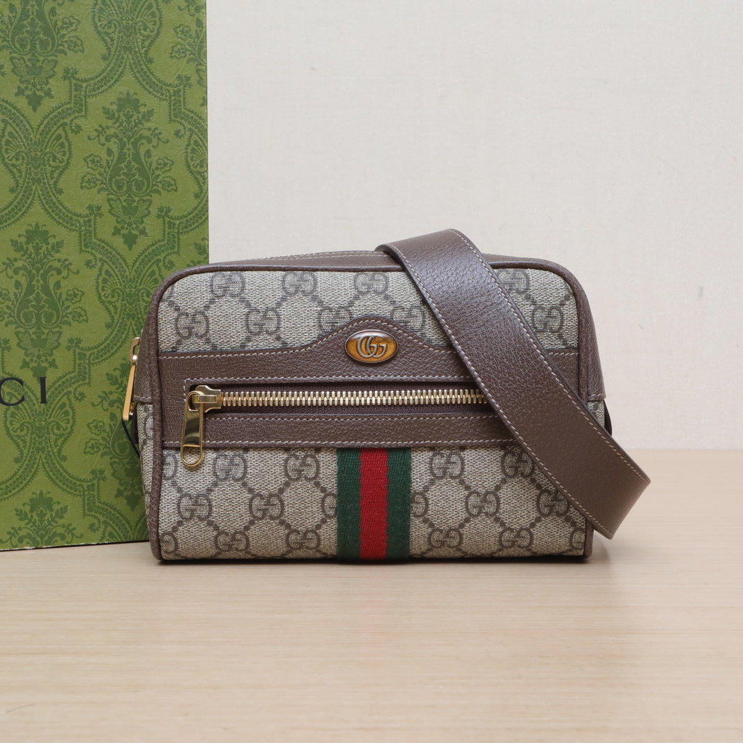 95新 GUCCI/古驰 【娇】活动Ophidia GG 相机包乌木色 PVC 398775