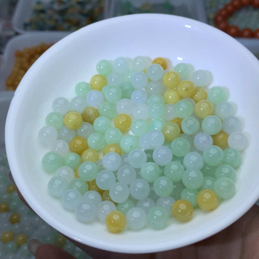 【闪购商品】翡翠手链未镶嵌卡7.3冰三彩13颗 手链拍2单