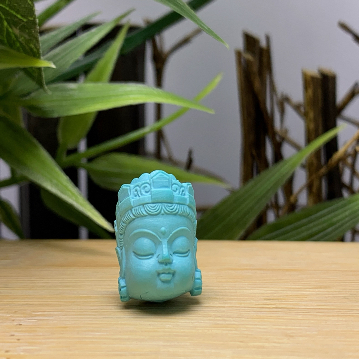 原矿天然绿松石精工雕刻宝宝佛头配串配饰