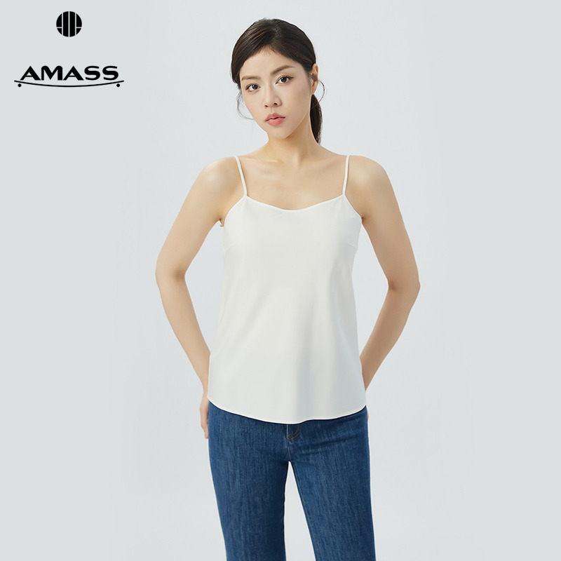 阿玛施AMASS桑蚕丝基础款简约百搭显瘦内搭上衣吊带背心女5300463