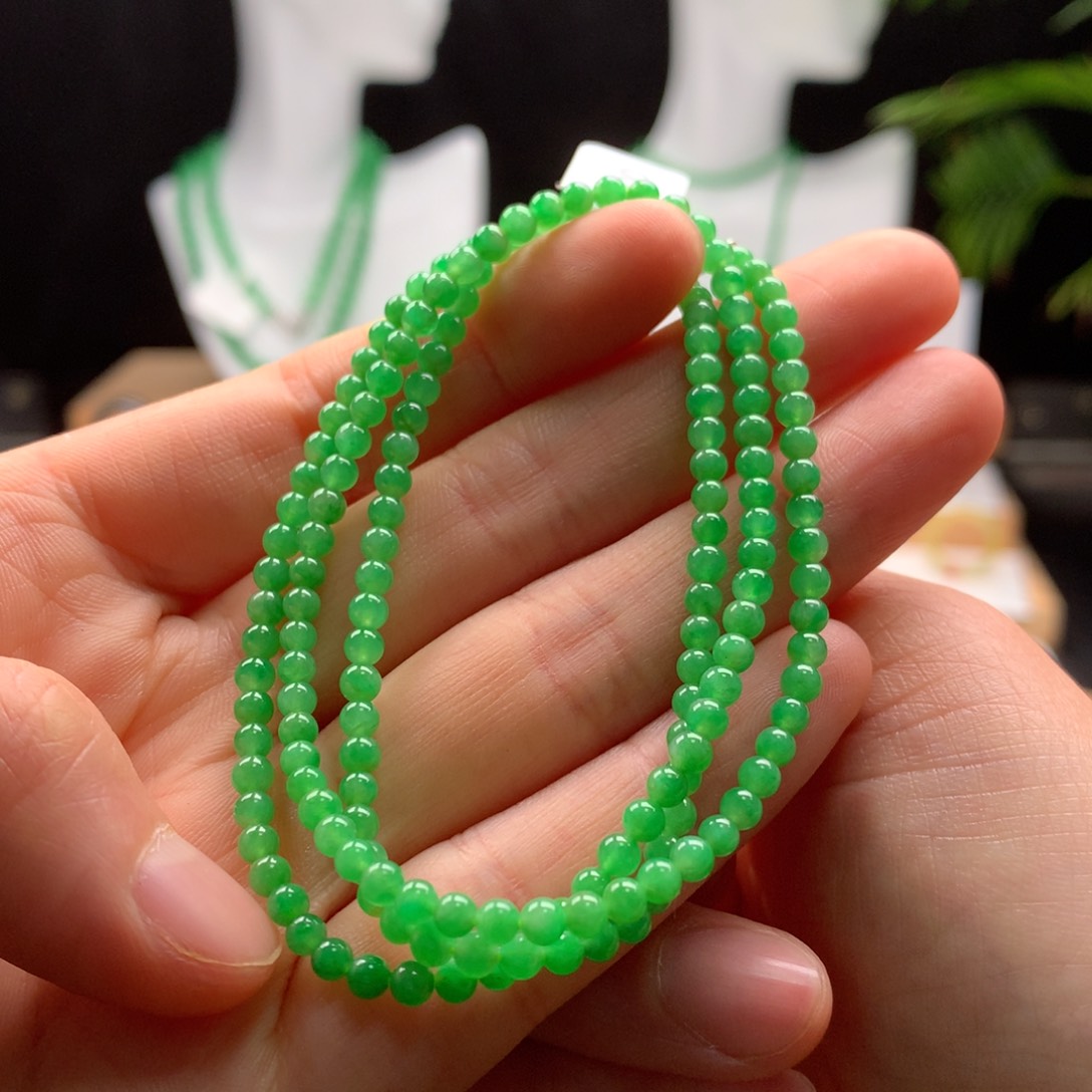 翡翠颈饰未镶嵌天然缅甸A货翡翠