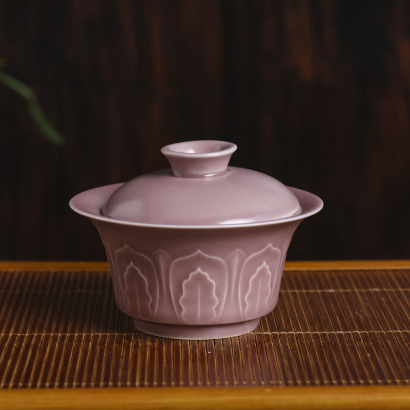 【非遗好物】烟紫芭蕉叶盖碗（Q5231）