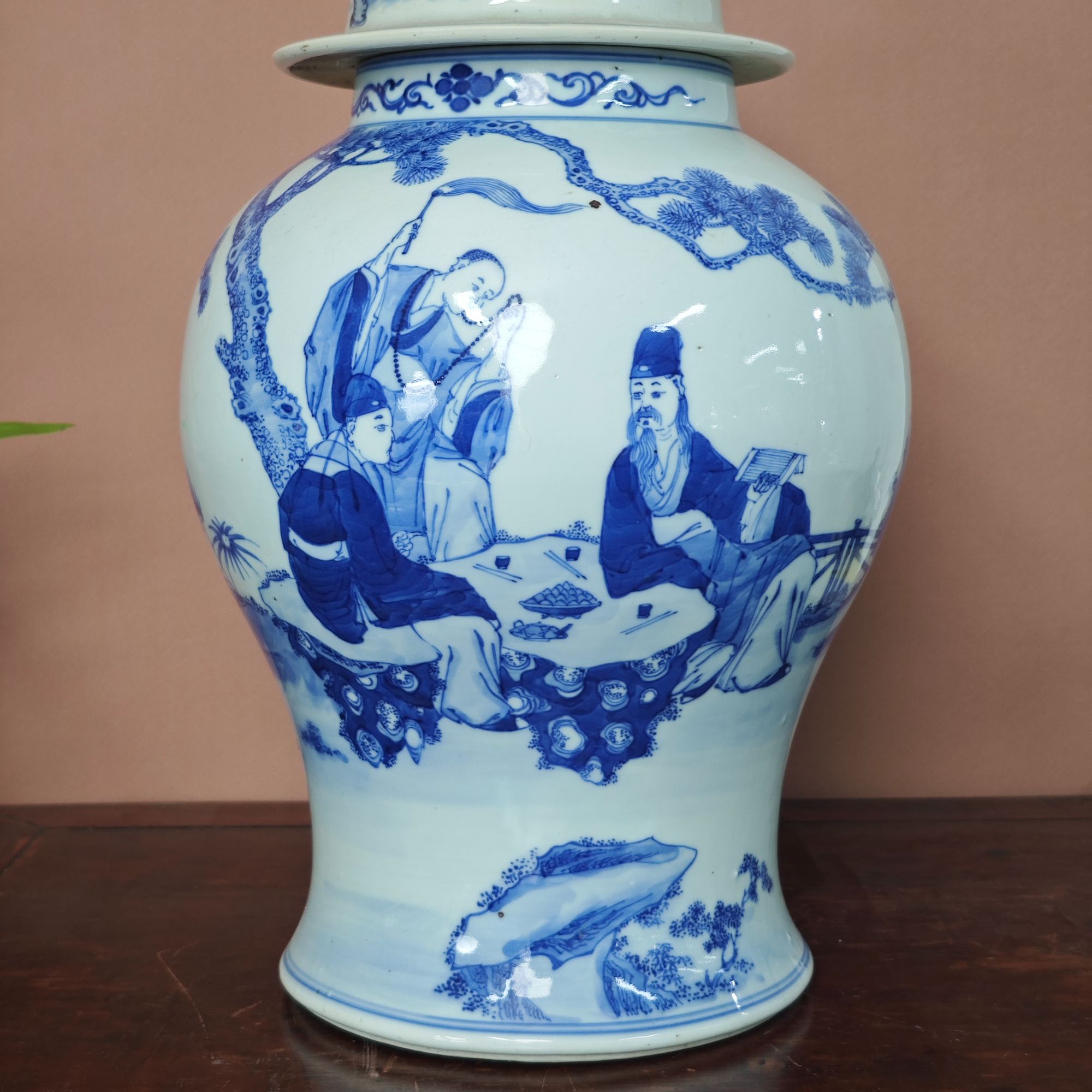 晚清 青花人物将军罐古陶瓷 DH-1105-高度42 肚径24