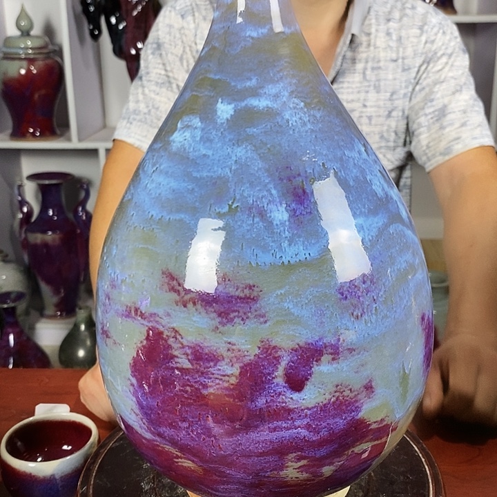 秋***江瓷片尚峰钧窑作品摆件