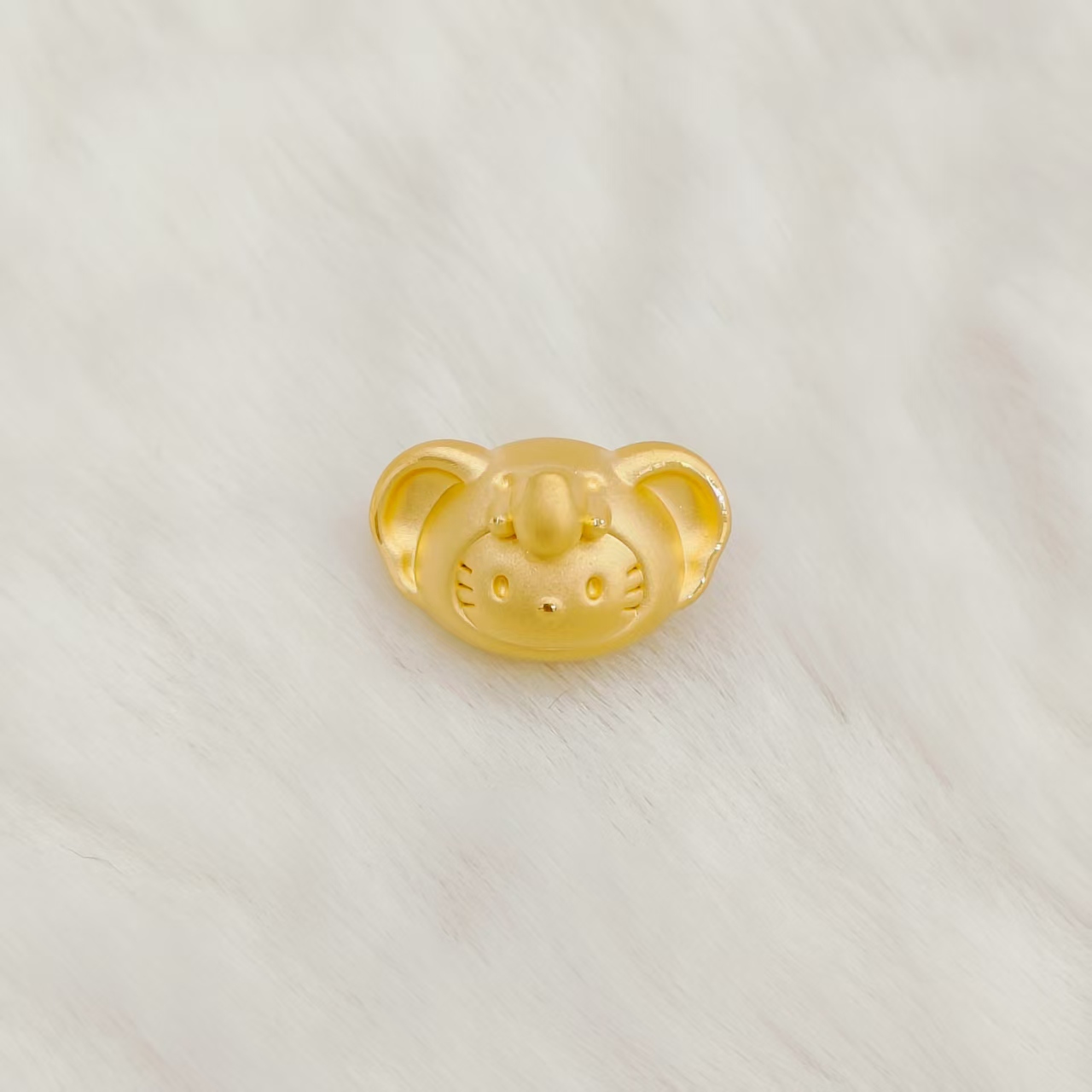 吉金珠宝 足金999小象Kitty头素金3D硬金转运珠手串