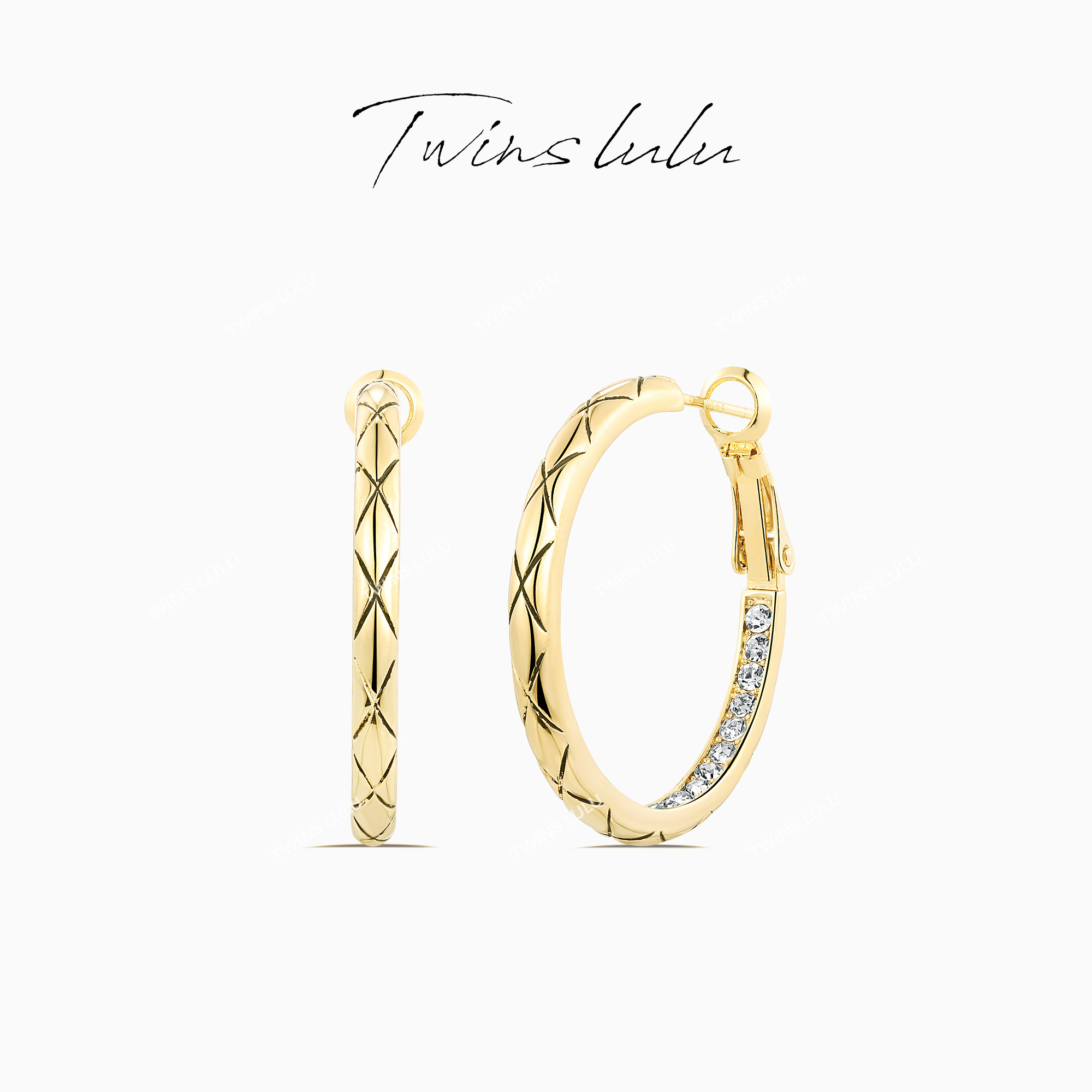 铜合金合成锆石耳饰 TWINS LULU 时尚【西雅图】圈圈耳环TSL1461