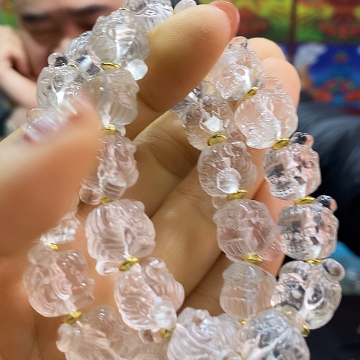 水晶手链银S925镶嵌～***～哪吒雕刻手串111