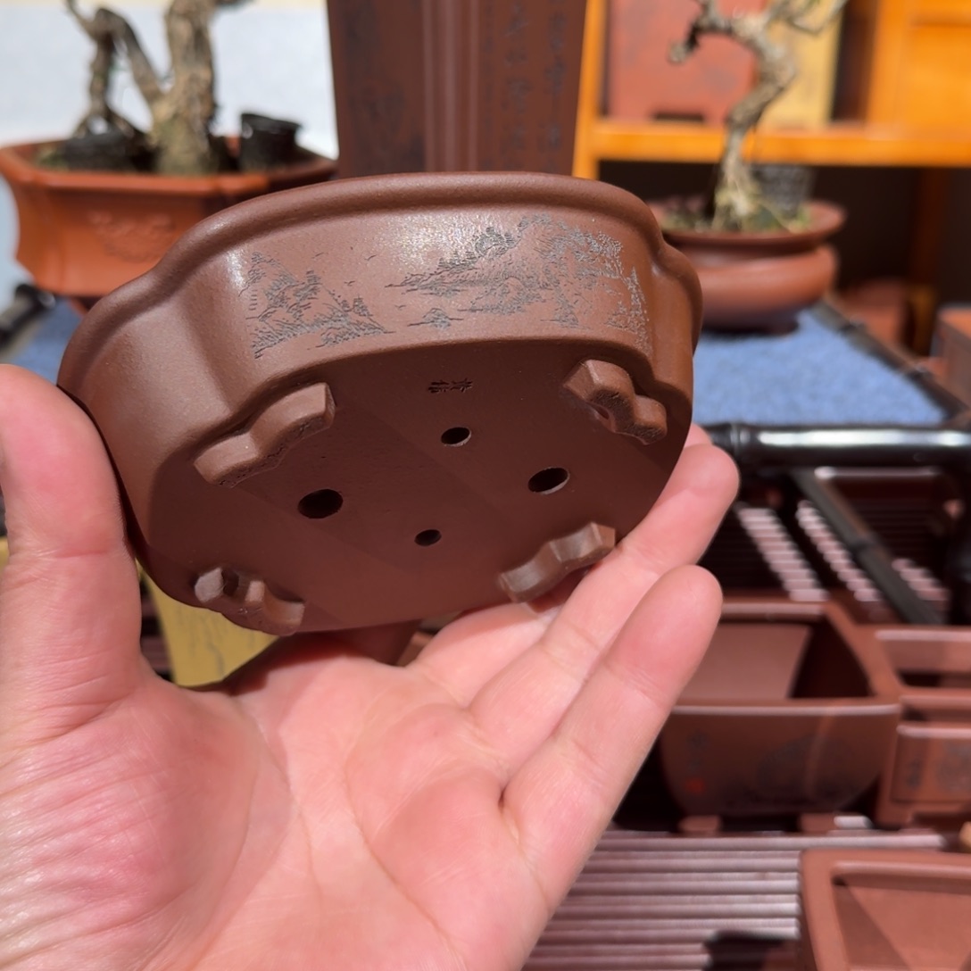 用***8紫砂花盆原矿紫泥