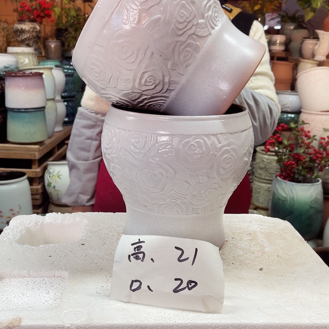 紫砂花盆高度21口径20